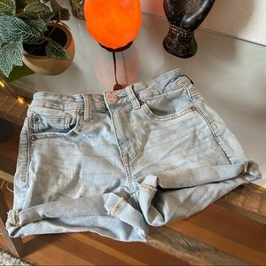 American Eagle Light Wash Hi-Rise Jean Shorts